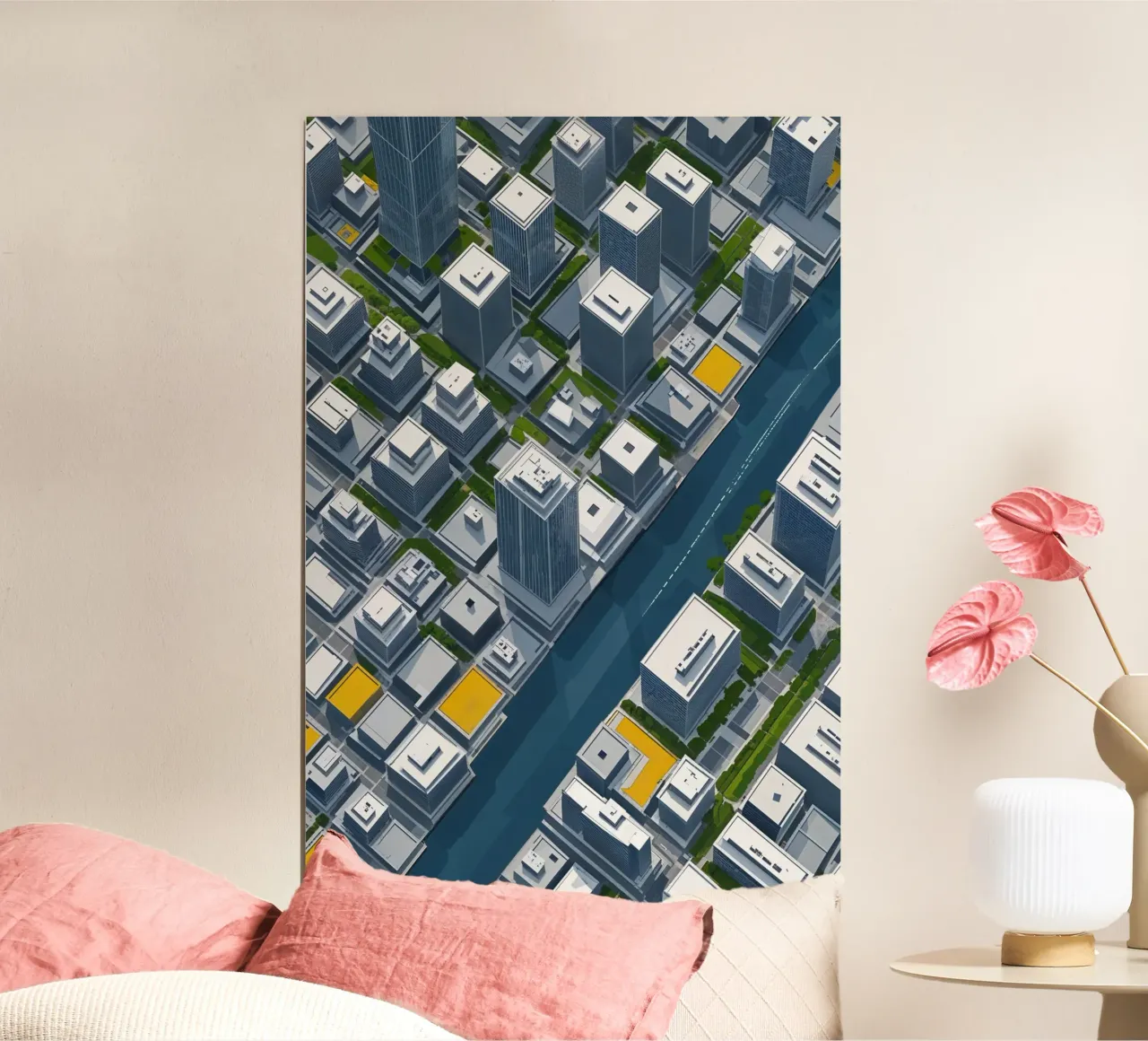 Urban Precision: Aerial View of a Modern Cityscape carta hahnemühle da AlbertKlee