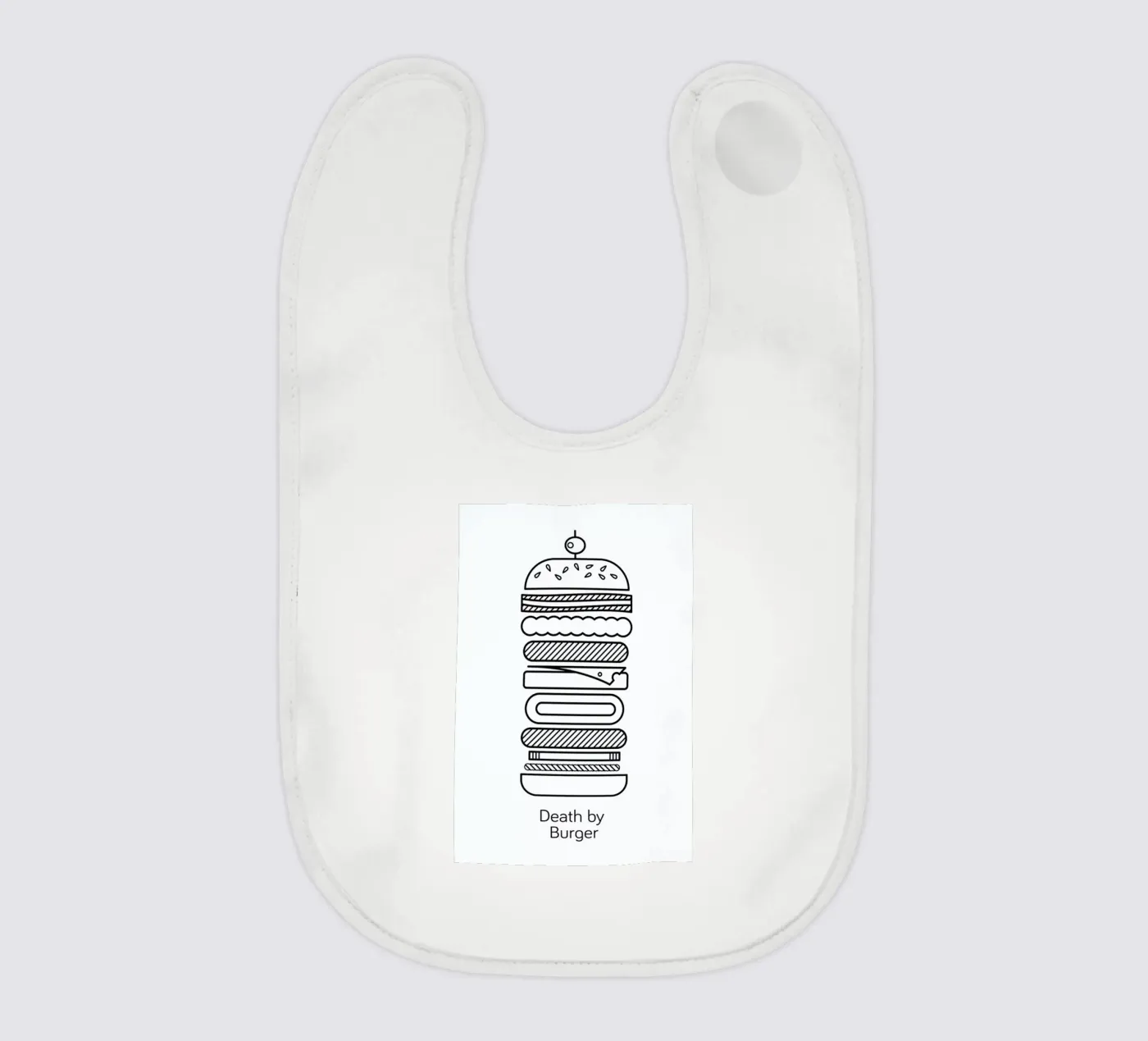 Burger baby bib by Chris Wharton