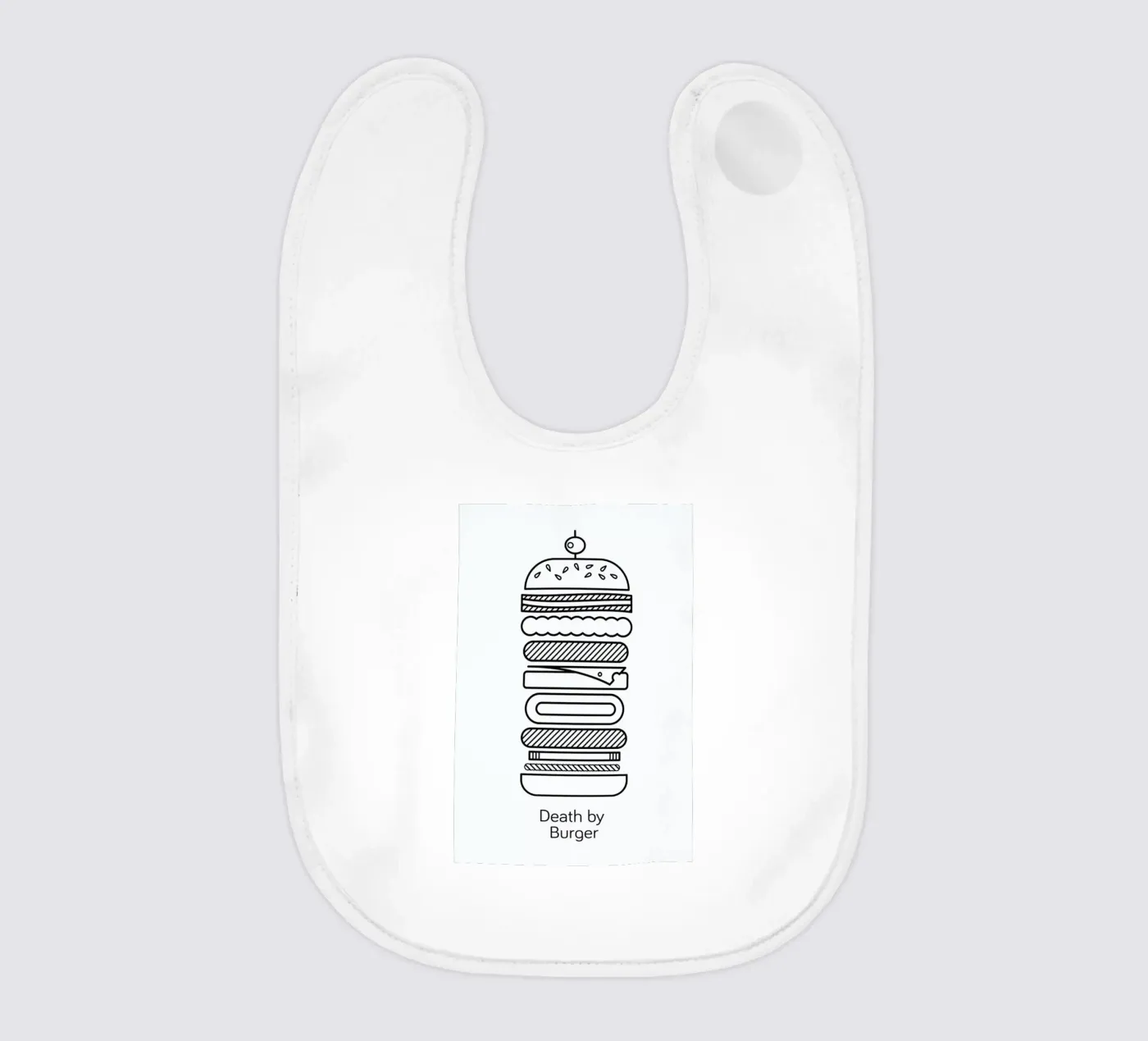 Burger baby bib by Chris Wharton