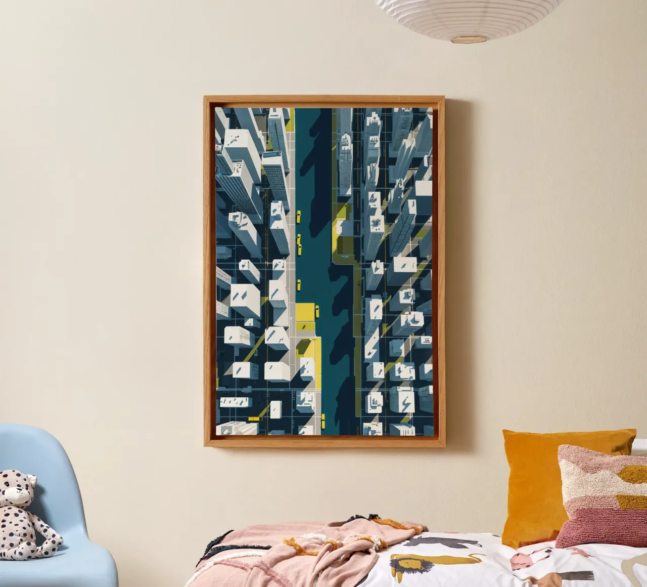 Geometric Skyline and Waterways tela con Cornice a cassetta da AlbertKlee