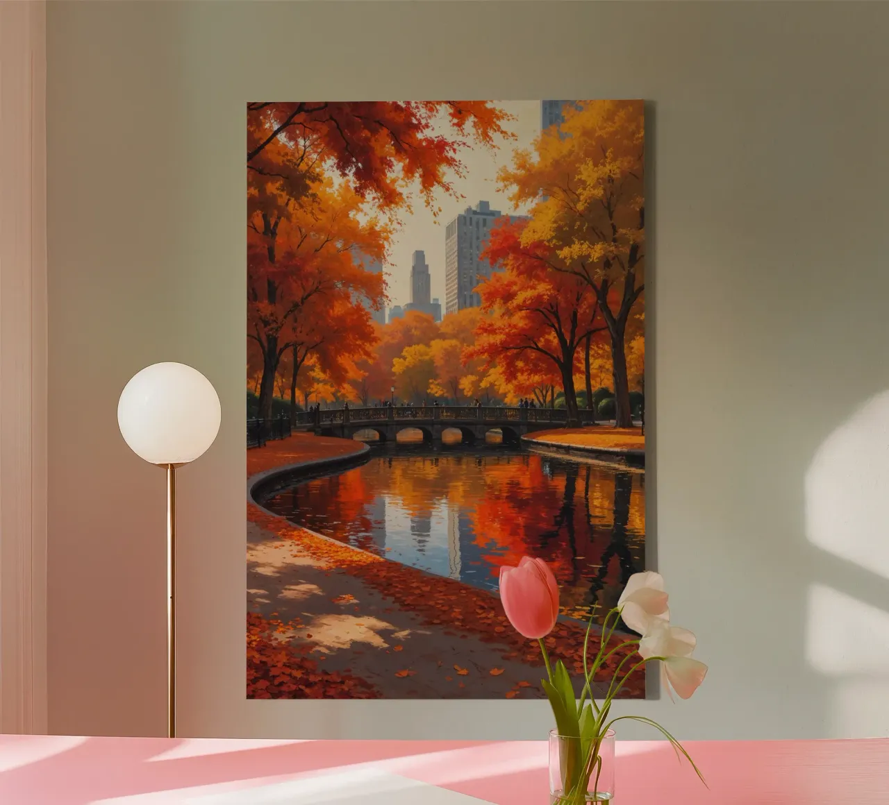 Central Park in Autumn Serenity tela con Cornice a cassetta da AlbertKlee