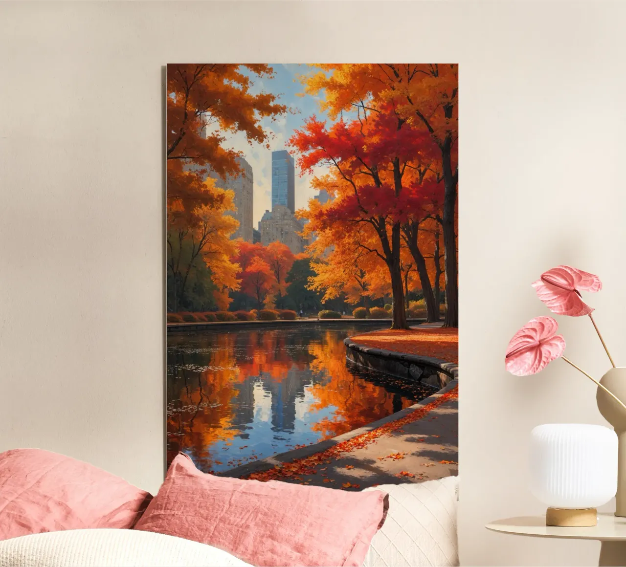 Central Park's Autumn Palette Reflection alluminio dibond da AlbertKlee