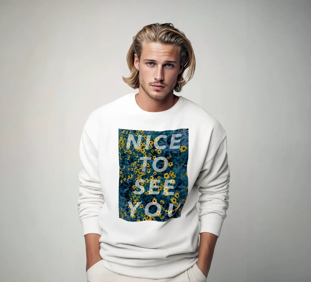 NICE TO SEE YOU Sweatshirt von natural neutral