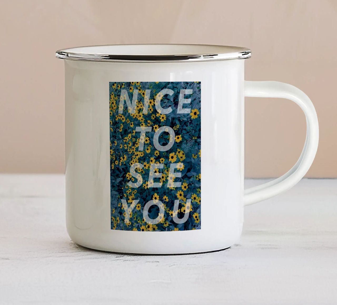 NICE TO SEE YOU tazza in smalto da natural neutral
