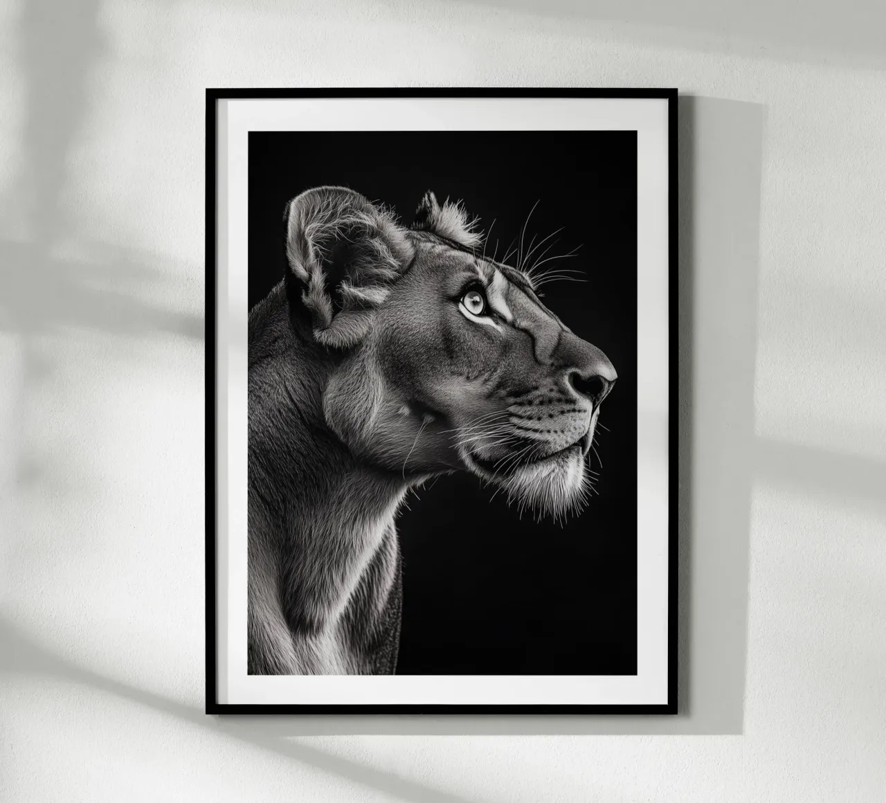 Majestätisches Porträt einer Löwin Poster von Monochrome