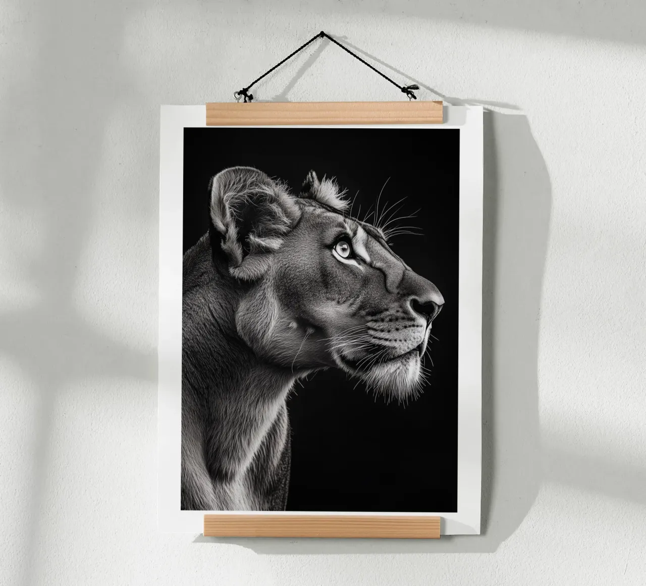 Majestätisches Porträt einer Löwin Poster von Monochrome