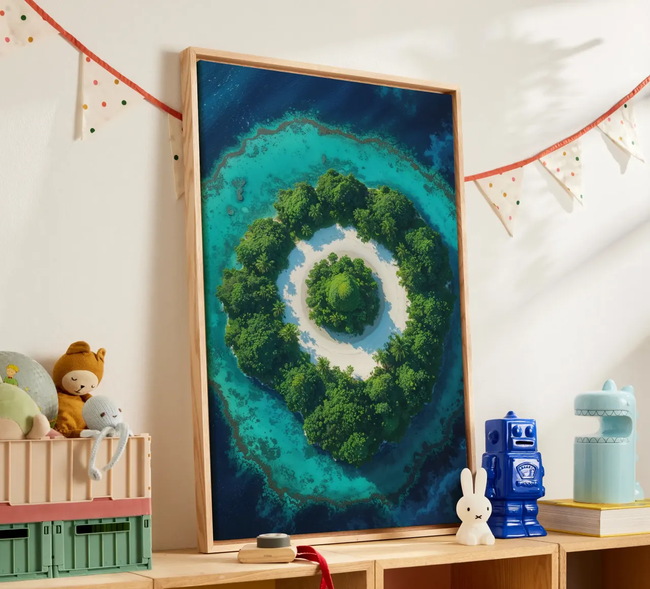 Circular Haven in Turquoise tela con Cornice a cassetta da AlbertKlee