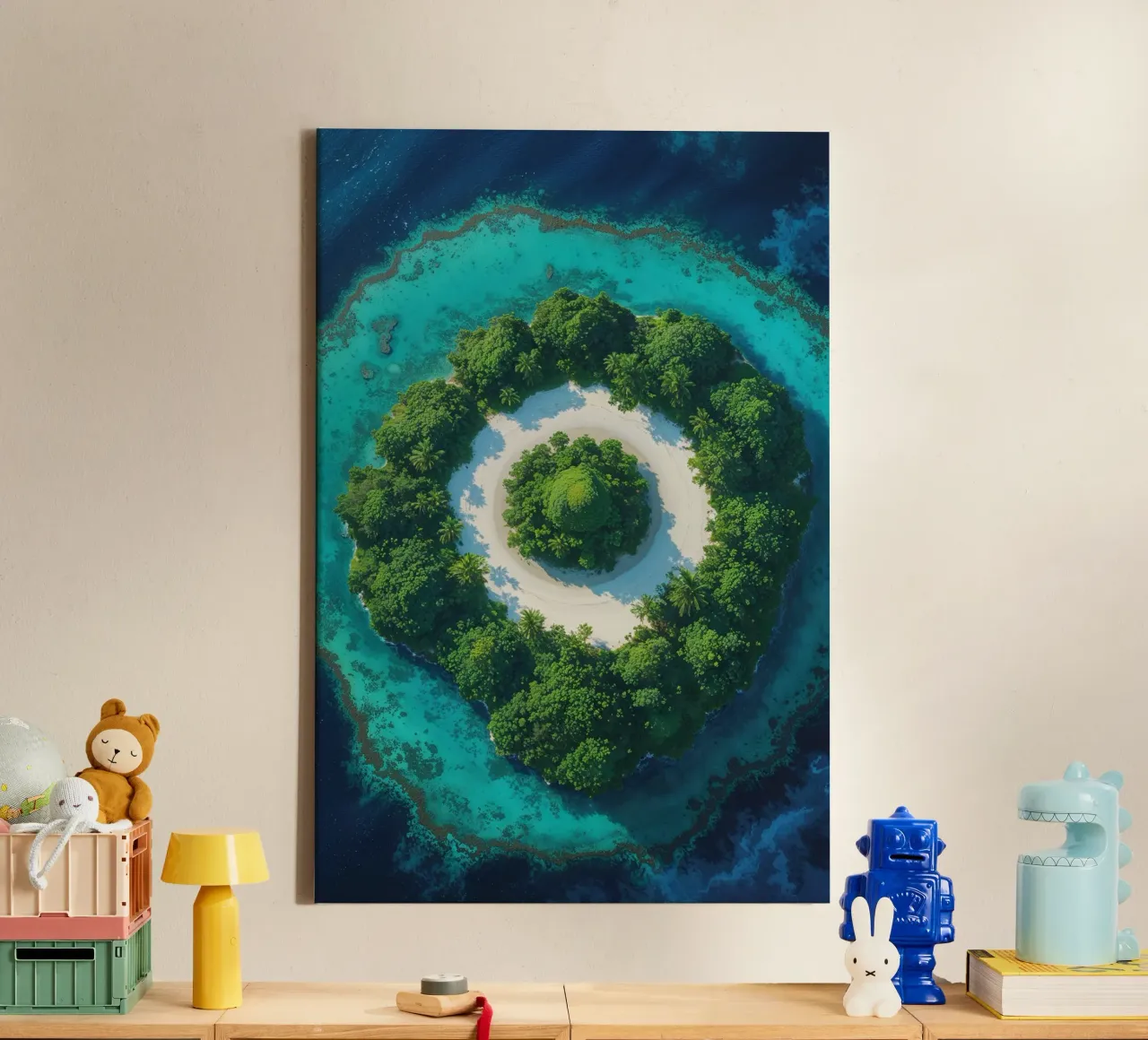 Circular Haven in Turquoise tela con Cornice a cassetta da AlbertKlee
