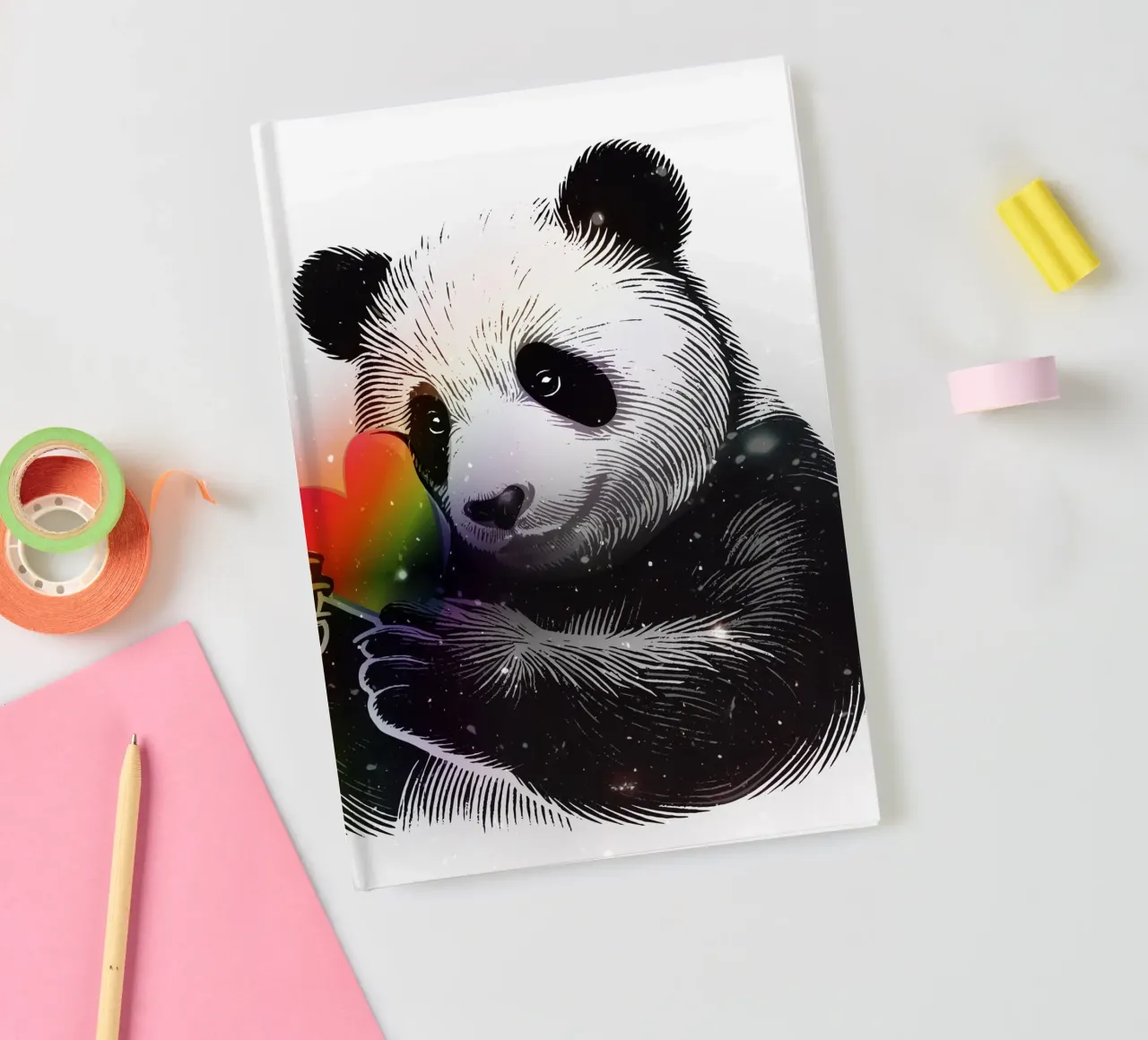 Panda avec cœur - Illustration d'animaux affectueux carnet de notes de namosh