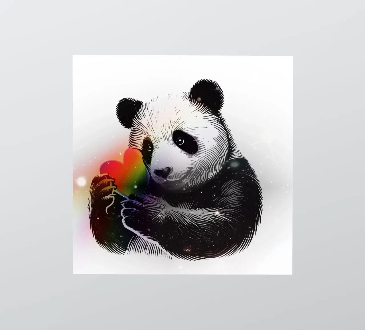 Panda avec cœur - Illustration d'animaux affectueux autocollant de namosh