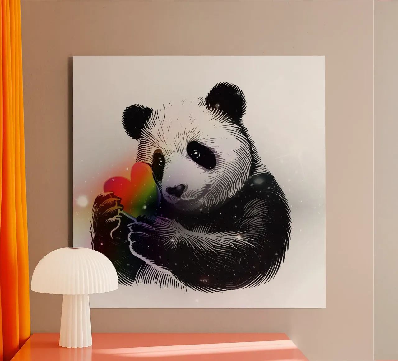 Panda avec cœur - Illustration d'animaux affectueux panneau forex de namosh