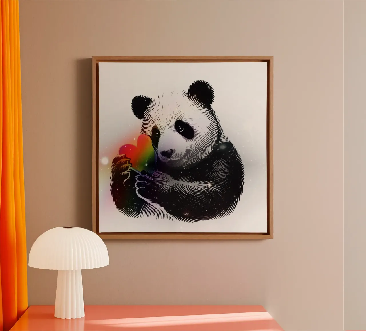 Panda avec cœur - Illustration d'animaux affectueux toile avec Caisse américaine de namosh