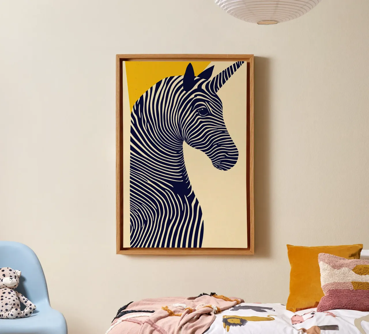 Your unicorn | Decorative stripe design with sun canvas with Floater frame by Autofocus