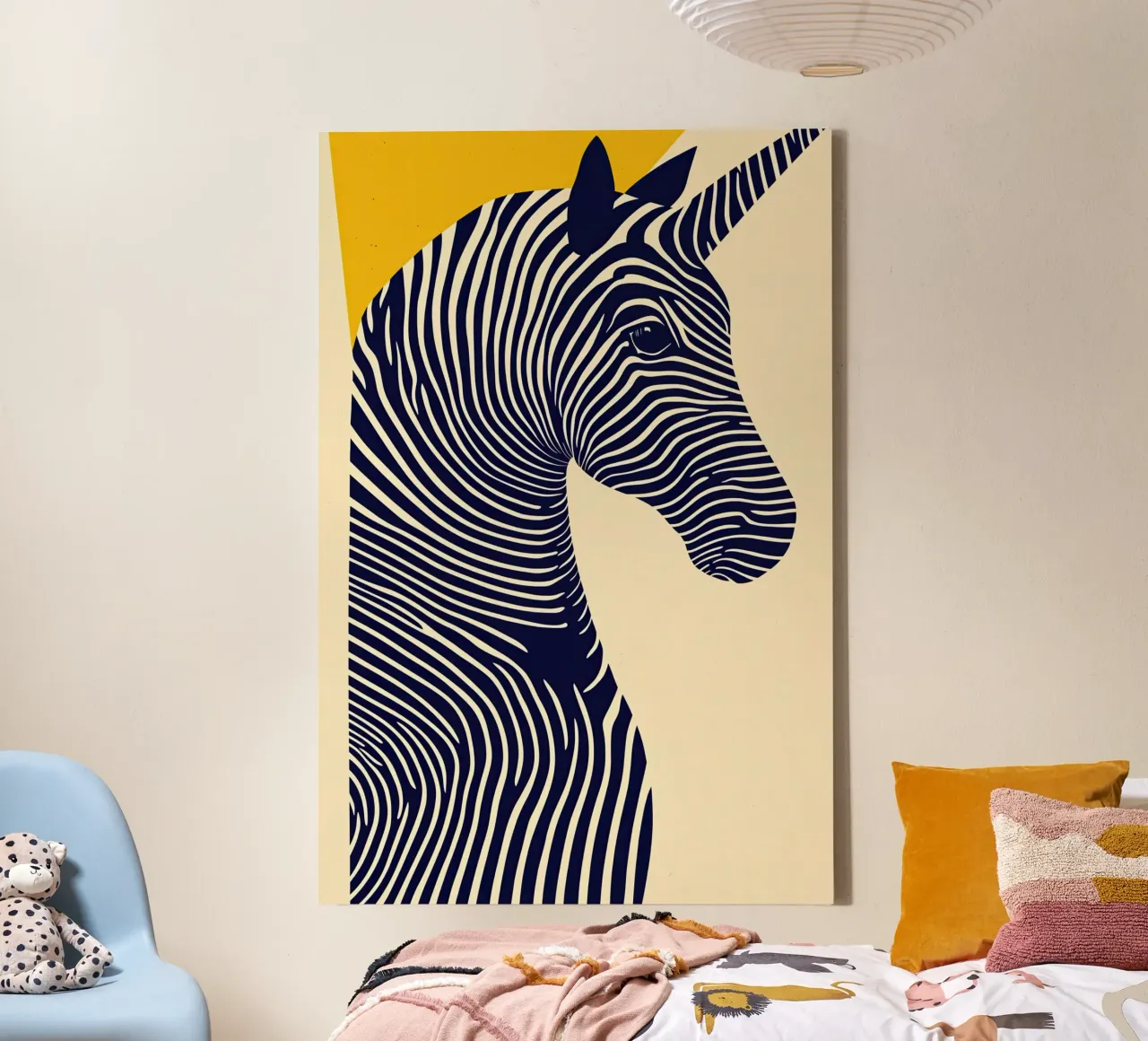 Your unicorn | Decorative stripe design with sun canvas with Floater frame by Autofocus