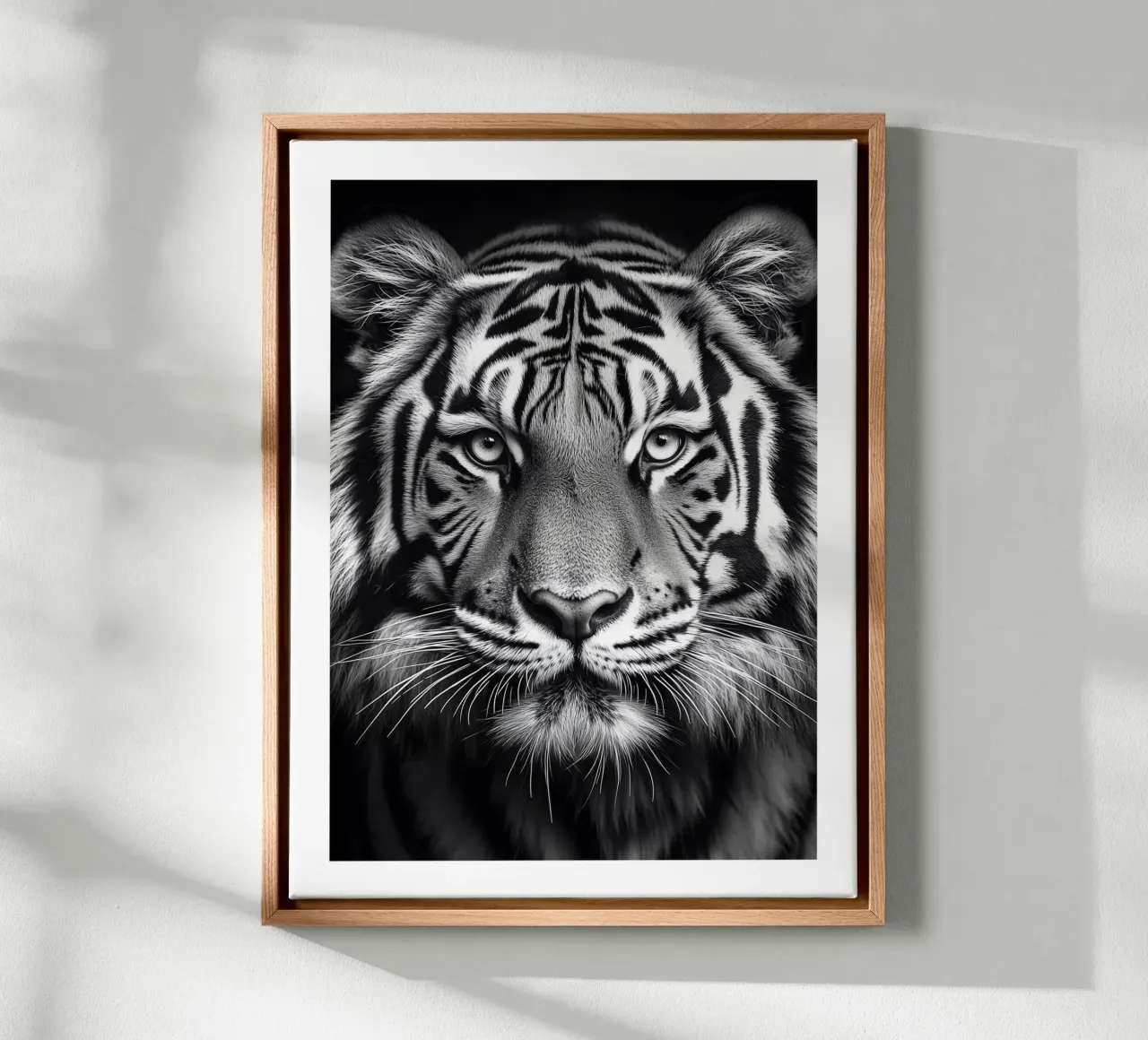 Imponente ritratto di una tigre tela con Cornice a cassetta da Monochrome