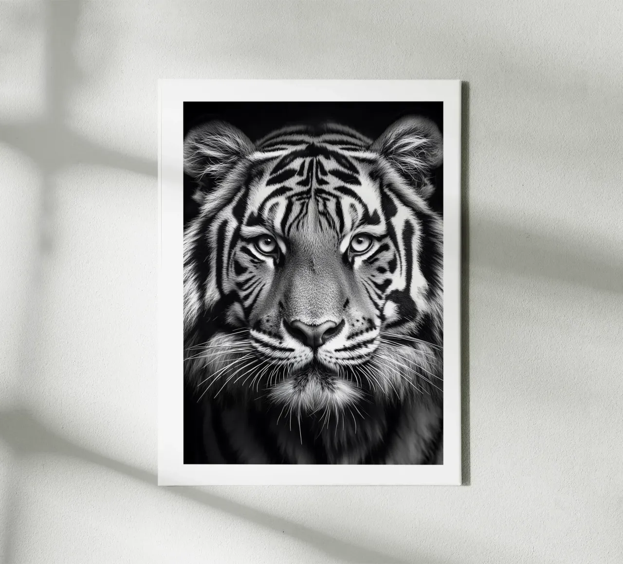 Imponente ritratto di una tigre tela con Cornice a cassetta da Monochrome