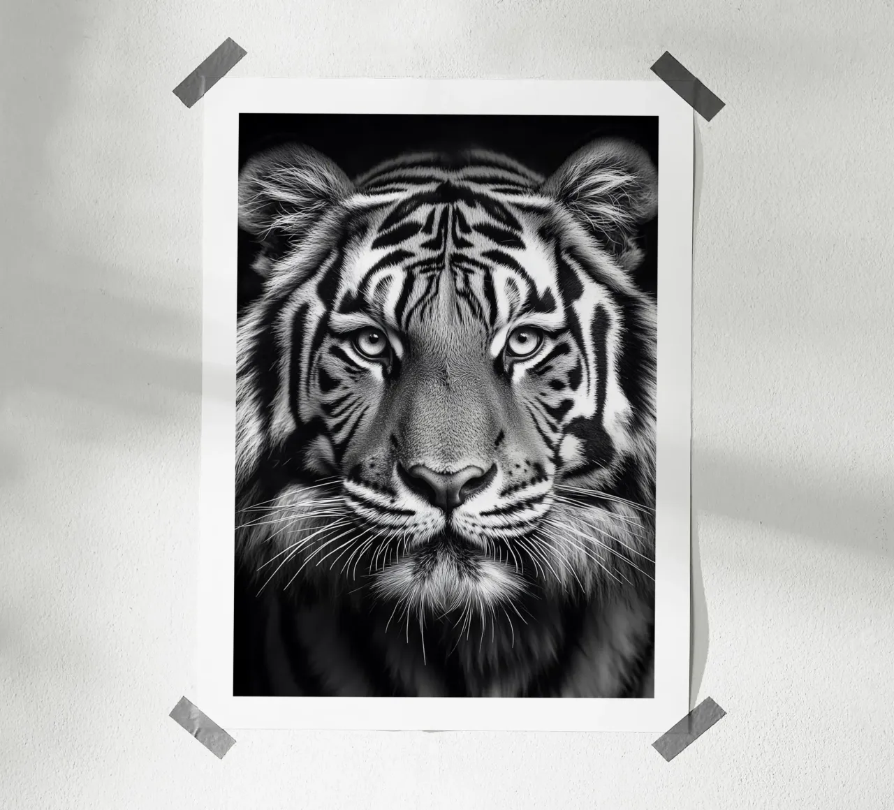 Imponente ritratto di una tigre carta hahnemühle da Monochrome