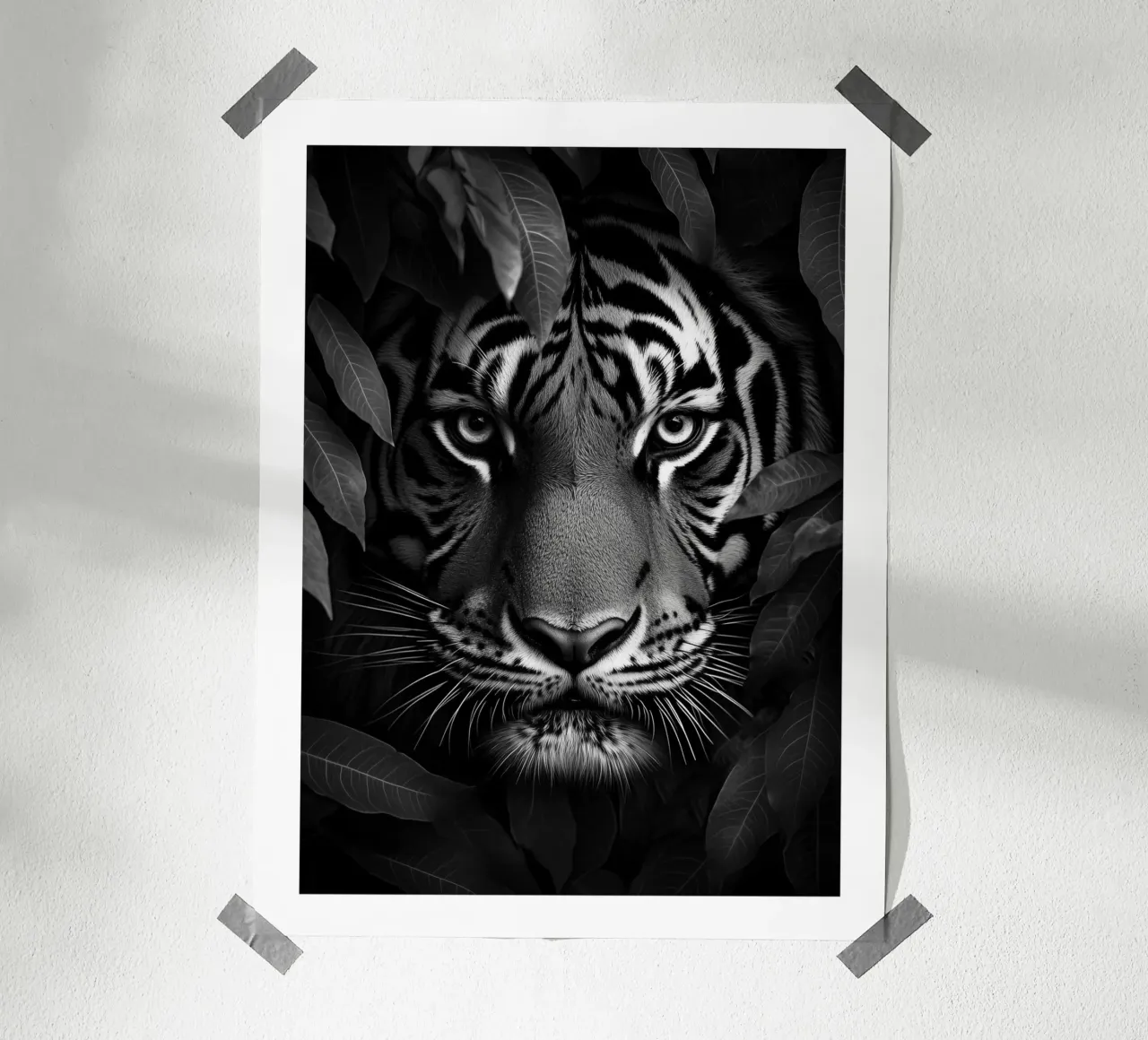 Mysterious portrait of a tiger in the jungle poster by Monochrome