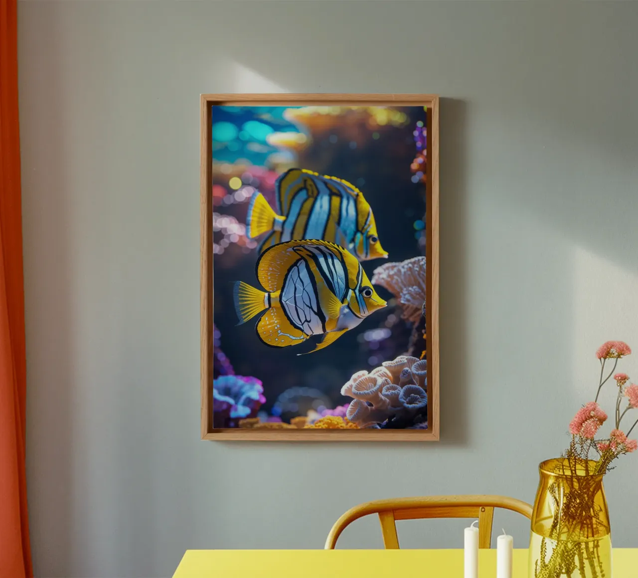 Striking Butterflyfish in Coral Harmony tela con Cornice a cassetta da AlbertKlee