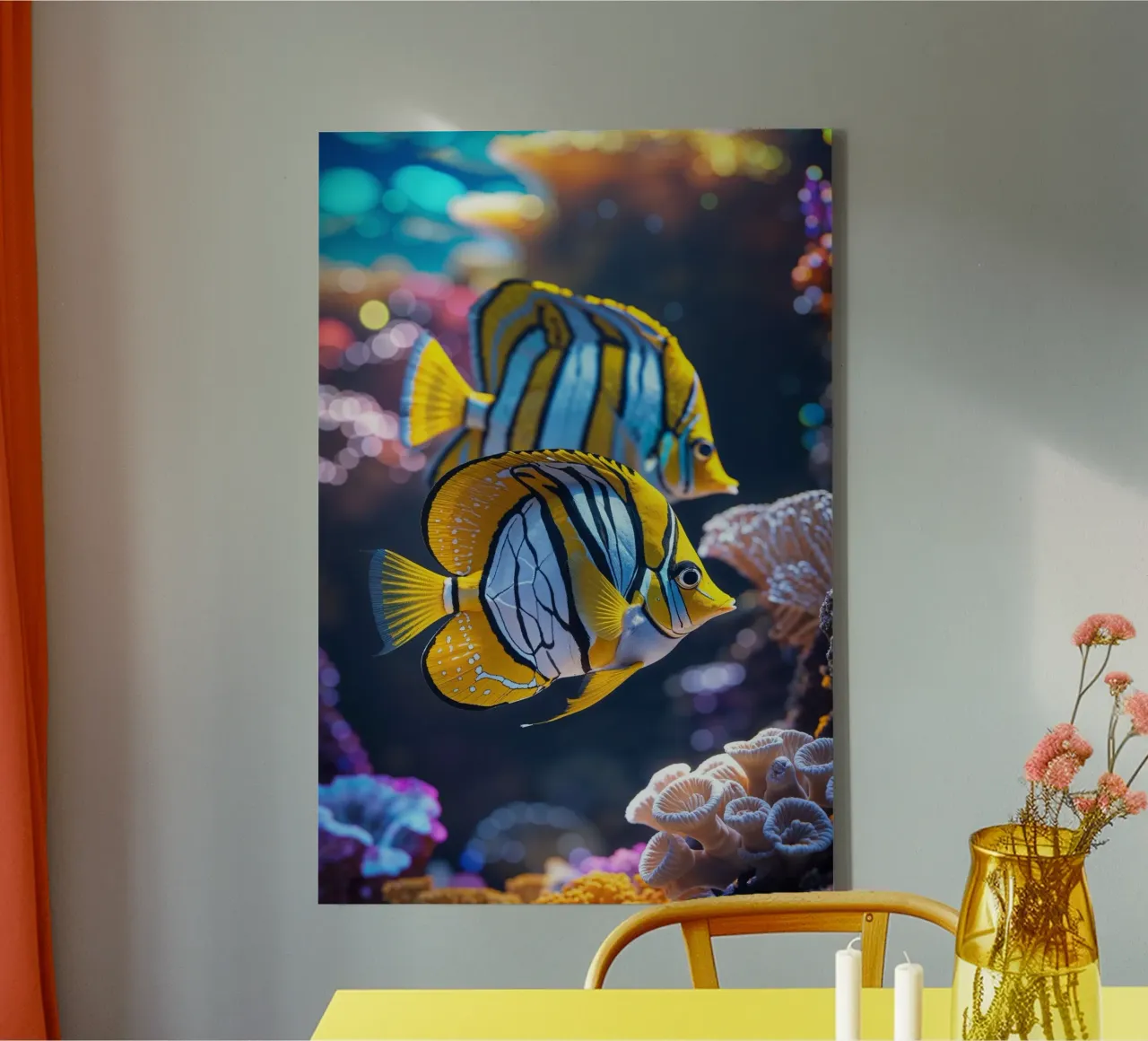 Striking Butterflyfish in Coral Harmony tela con Cornice a cassetta da AlbertKlee