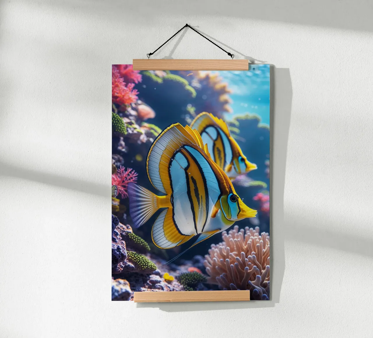 Graceful Butterflyfish Amid Coral Gardens poster con telaio in alluminio da AlbertKlee