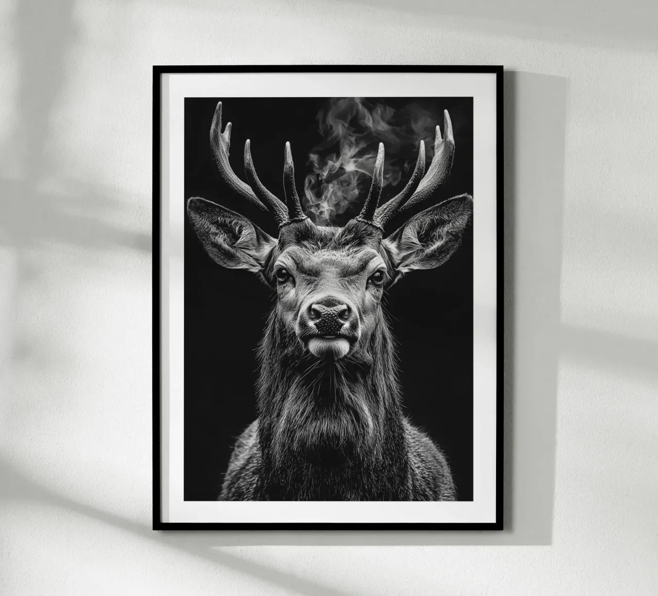 Maestoso ritratto di cervo poster con telaio in plastica da Monochrome