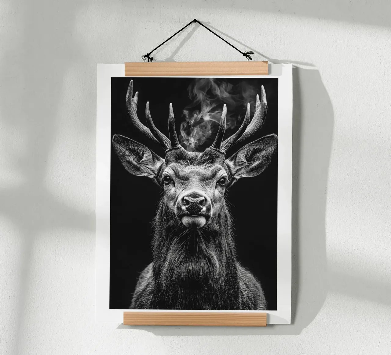 Maestoso ritratto di cervo poster con telaio in plastica da Monochrome