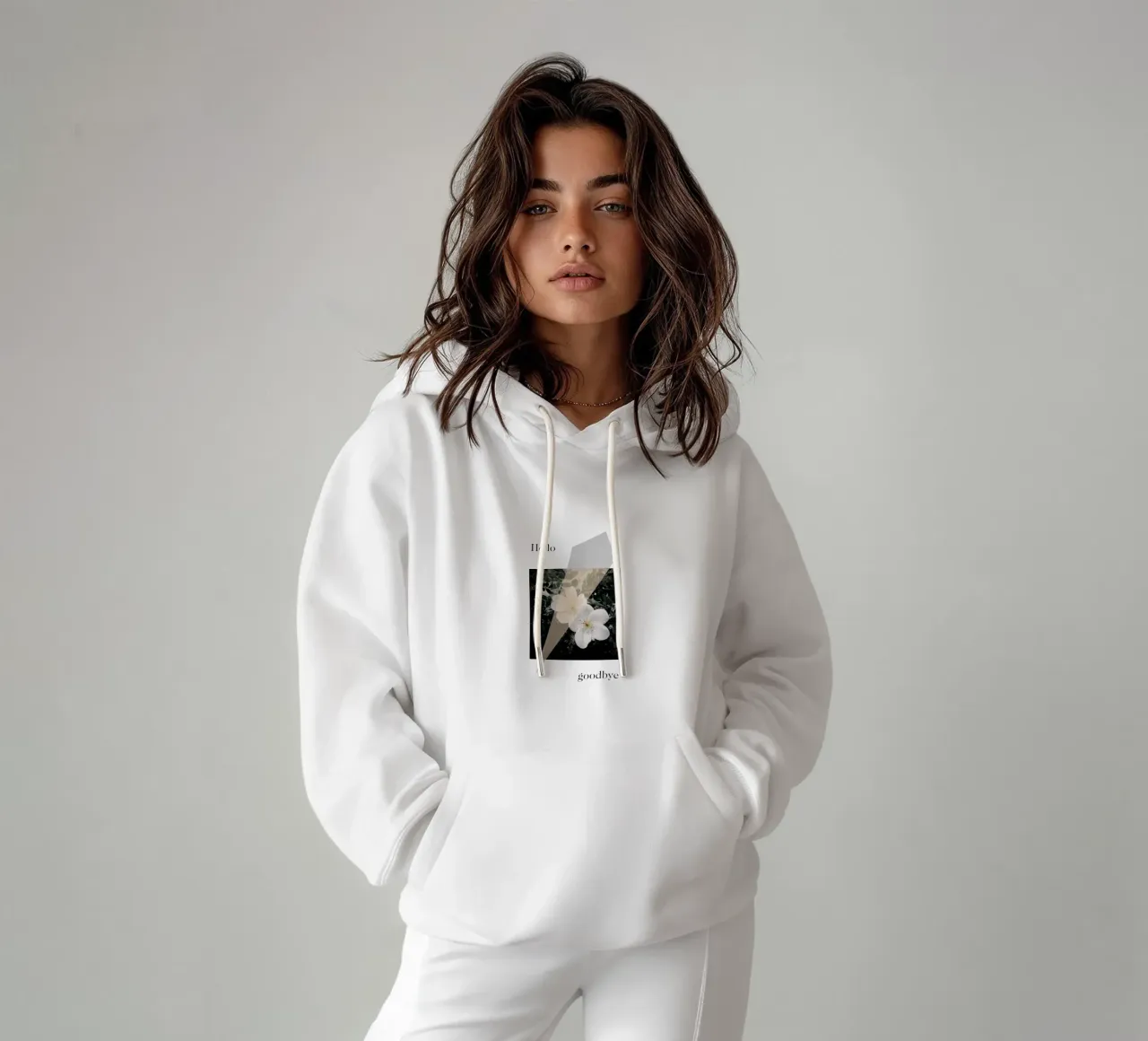 Hello goodbye felpa con cappuccio da natural neutral