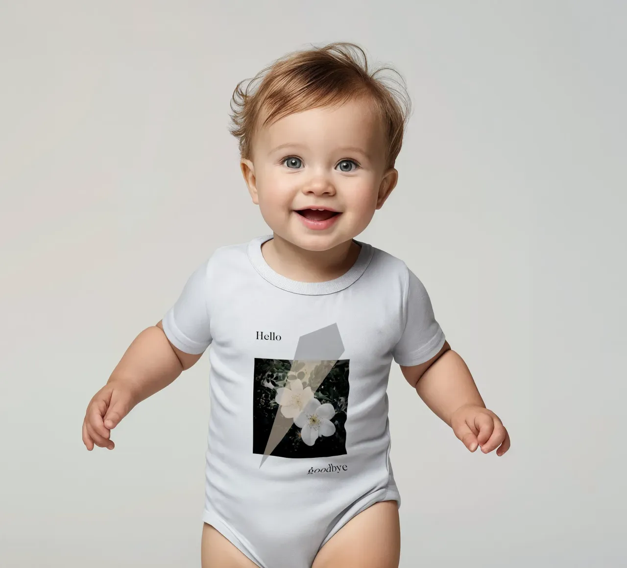 Hello goodbye body neonato maniche corte da natural neutral