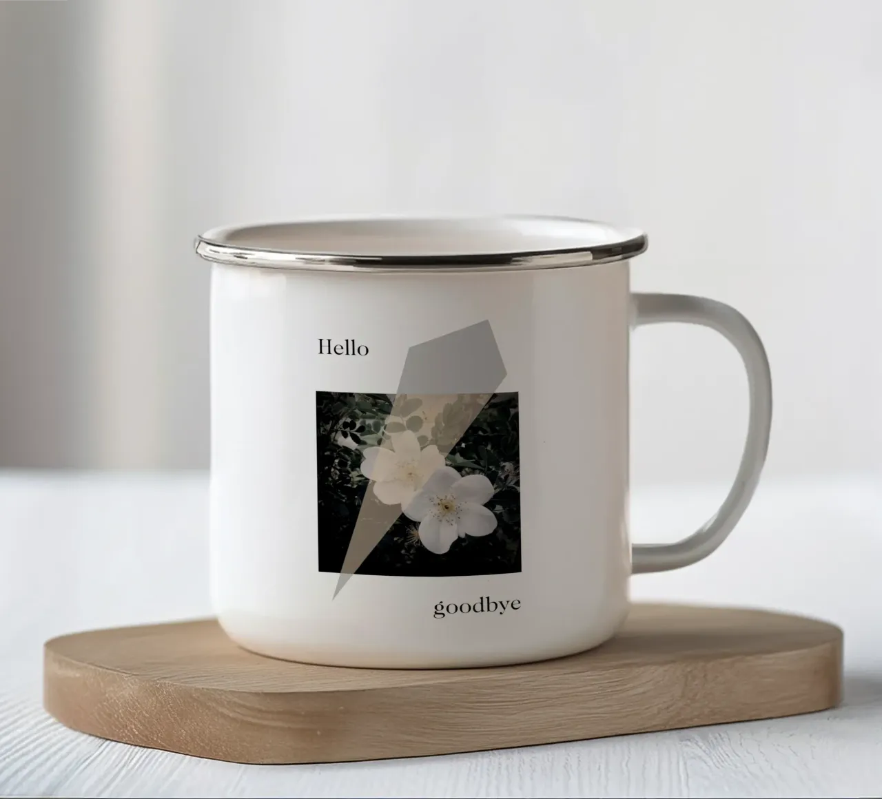 Hello goodbye tazza in smalto da natural neutral