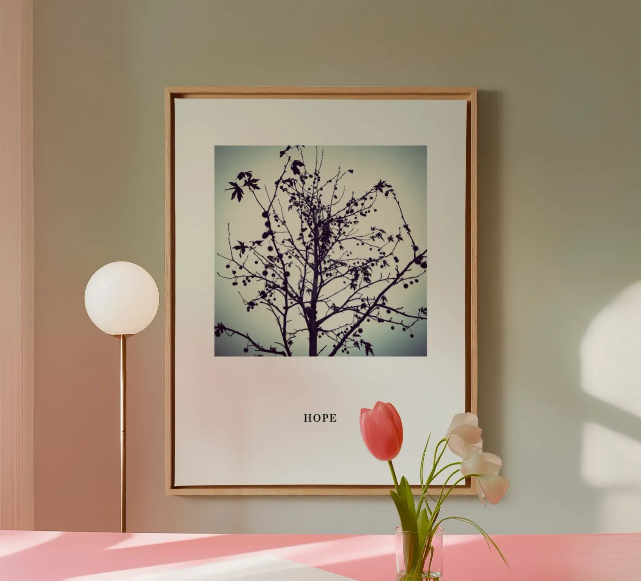 HOPE TREE tela con Cornice a cassetta da natural neutral