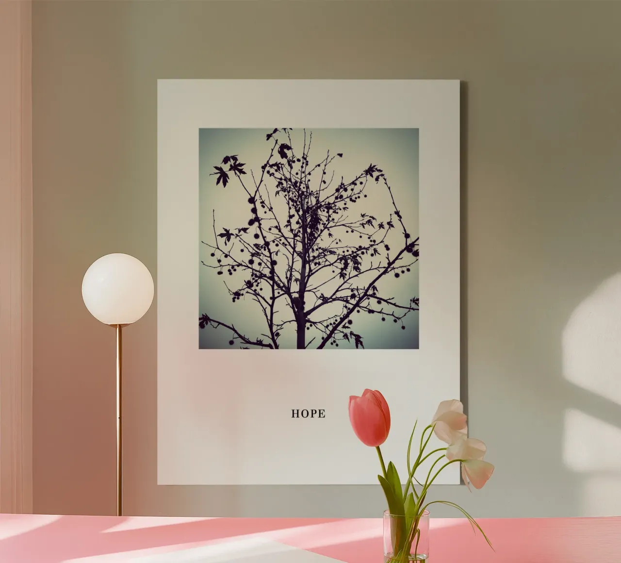 HOPE TREE tela con Cornice a cassetta da natural neutral