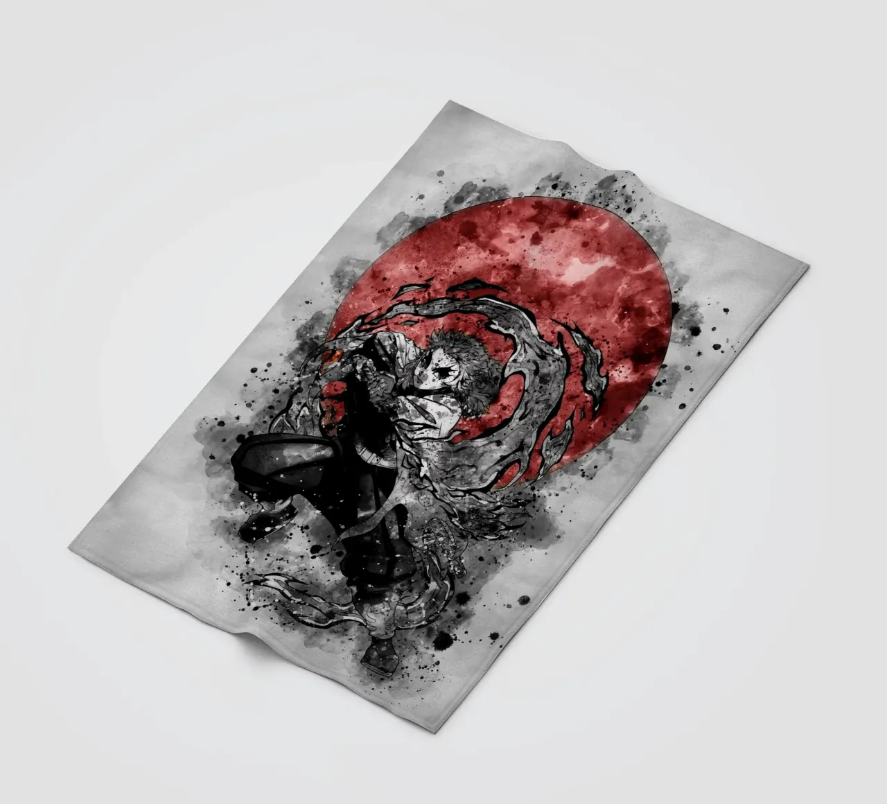 Kyojuro Rengoku fleece blanket by Neonartstudio