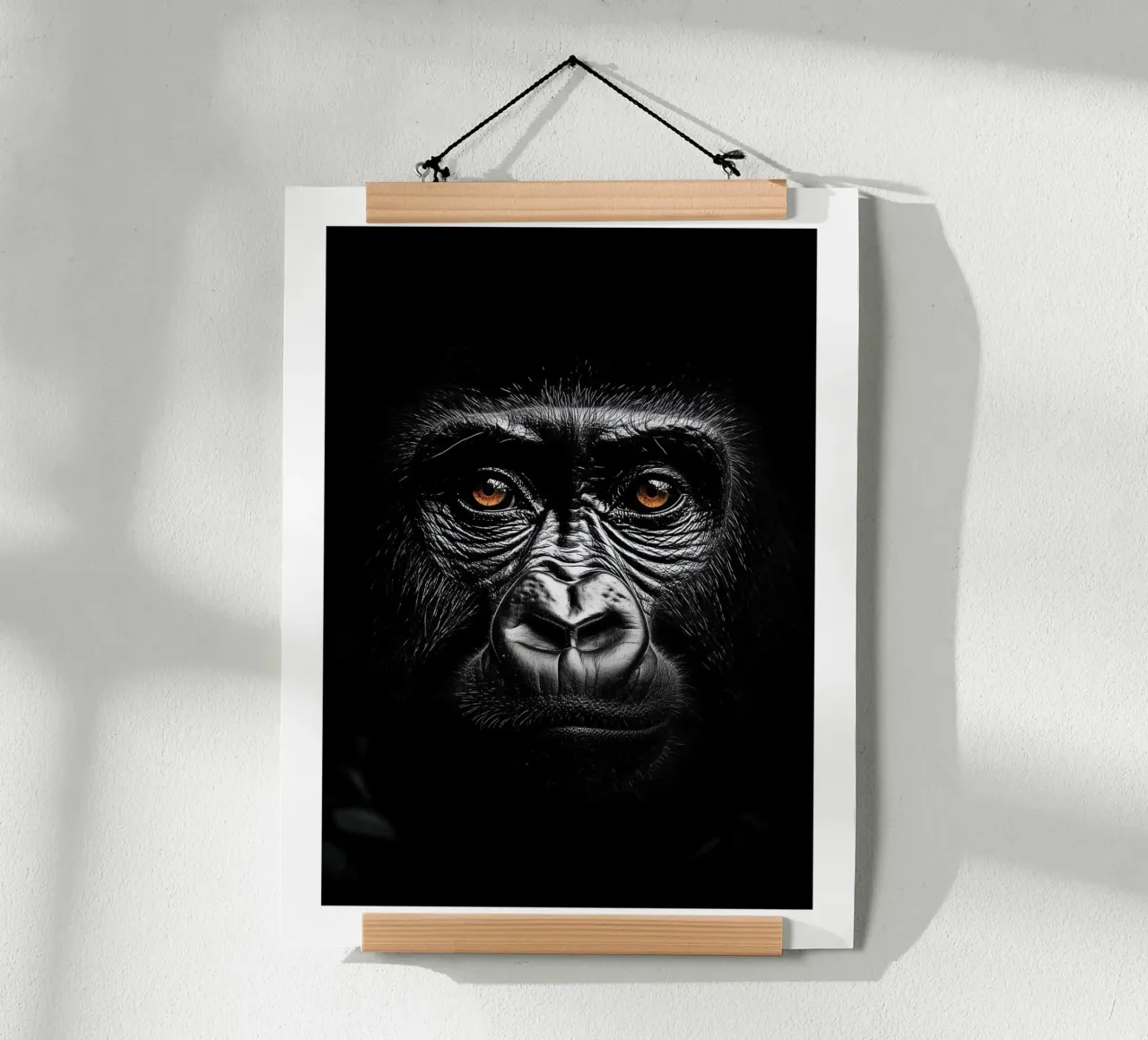 Accattivante ritratto di un gorilla carta hahnemühle da Monochrome