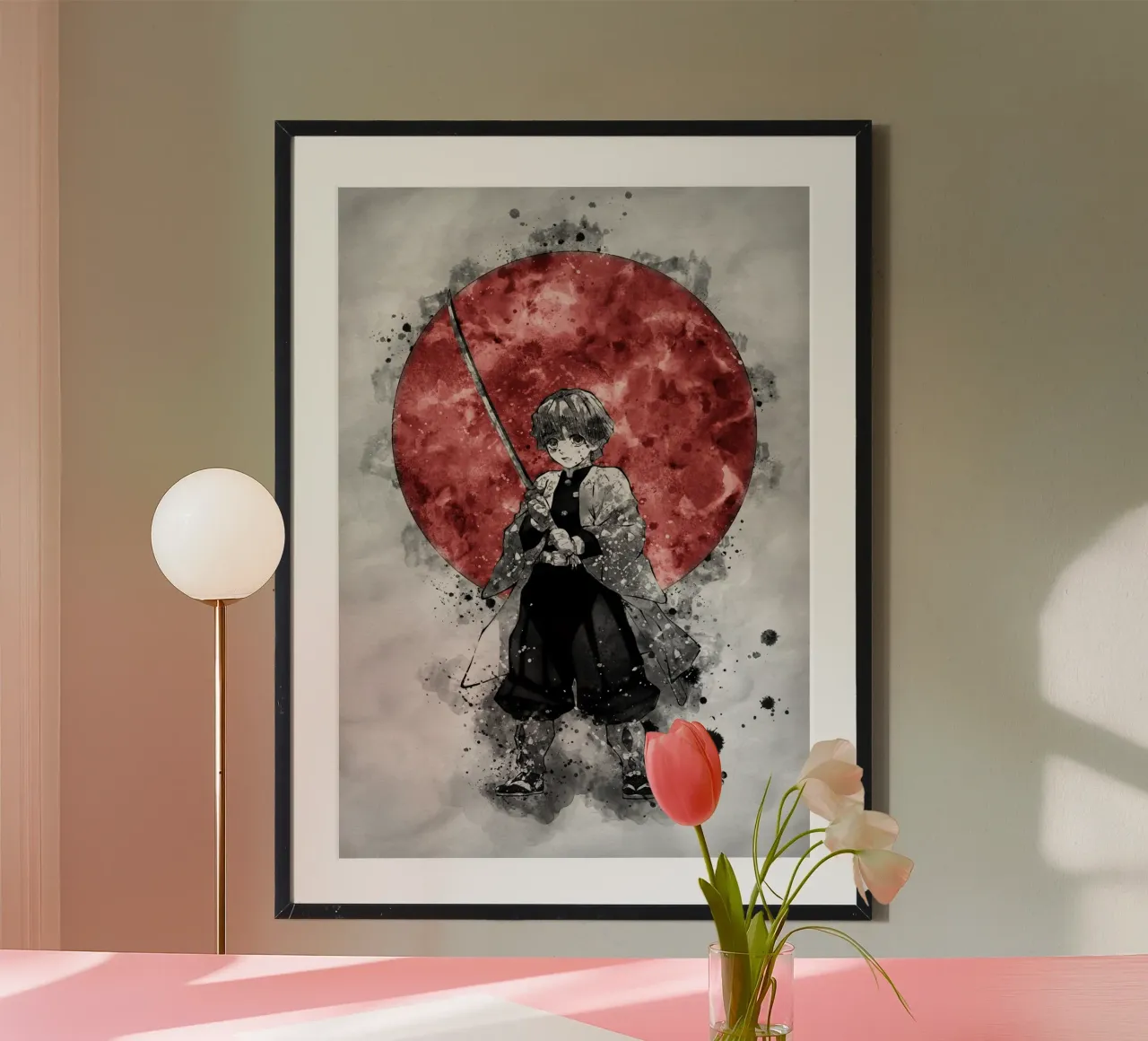 Zenitsu Agatsuma poster con telaio in alluminio da Neonartstudio