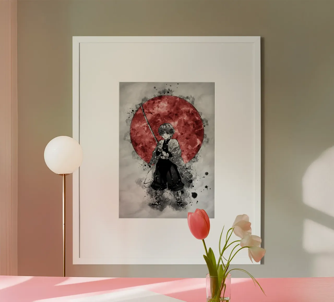 Zenitsu Agatsuma poster con telaio in alluminio da Neonartstudio