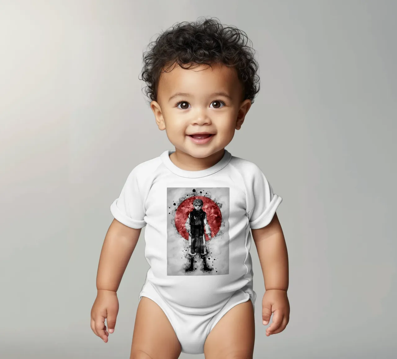 Ging Freecss short-sleeve baby romper by Neonartstudio
