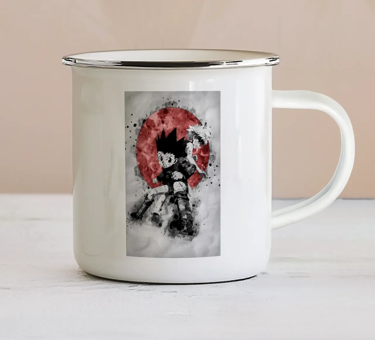 Zoldyck Killua & Gon Freecss Emaille Tasse von Neonartstudio