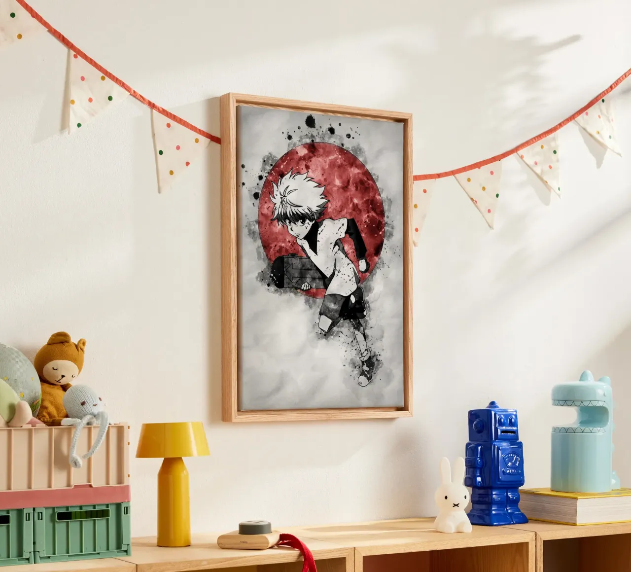 Zoldyck Killua 1 tela con Cornice a cassetta da Neonartstudio