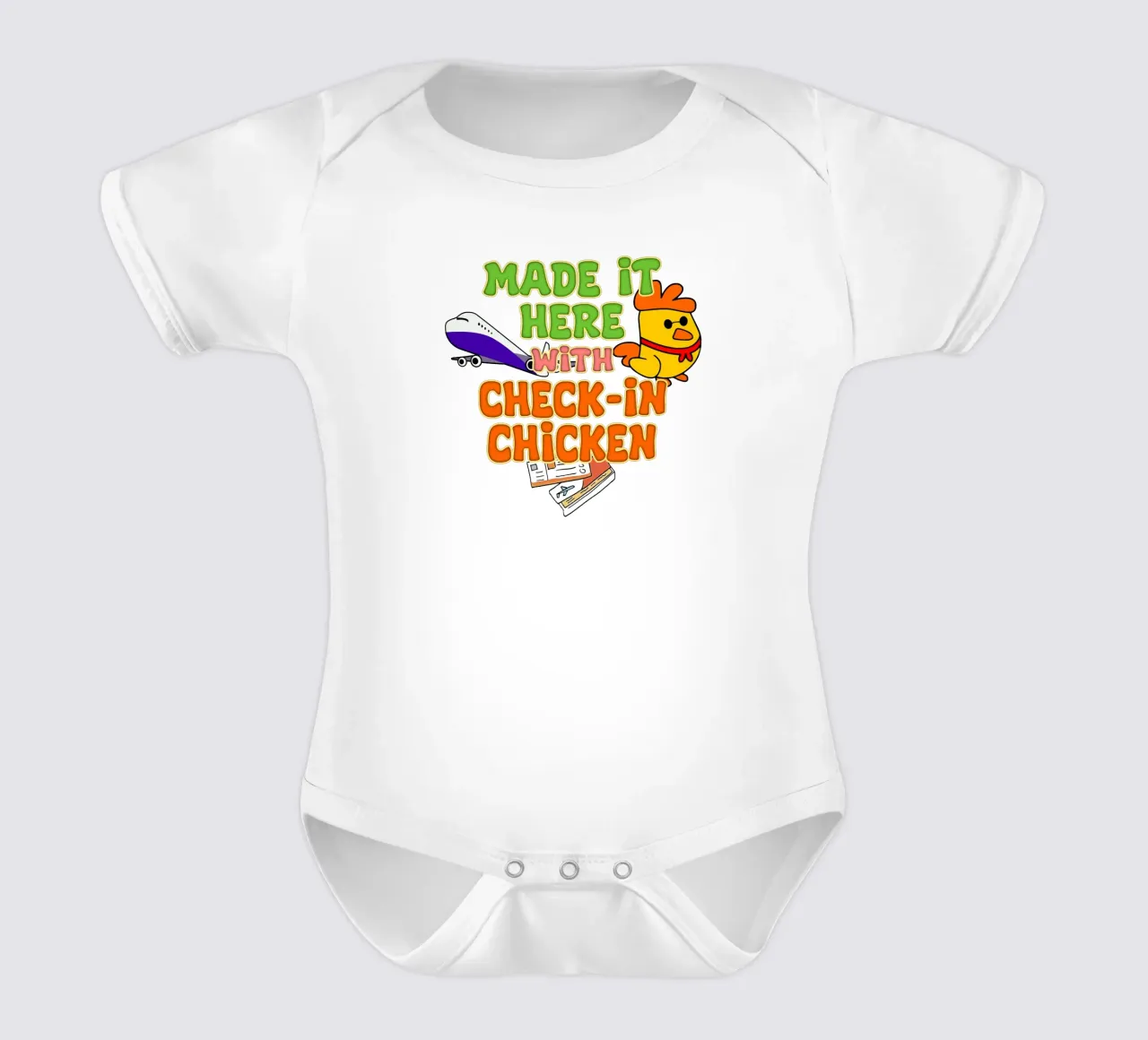 Made It Here met Check-In Kip Trend Traveler babyrompertje korte mouwen van sillyindustries