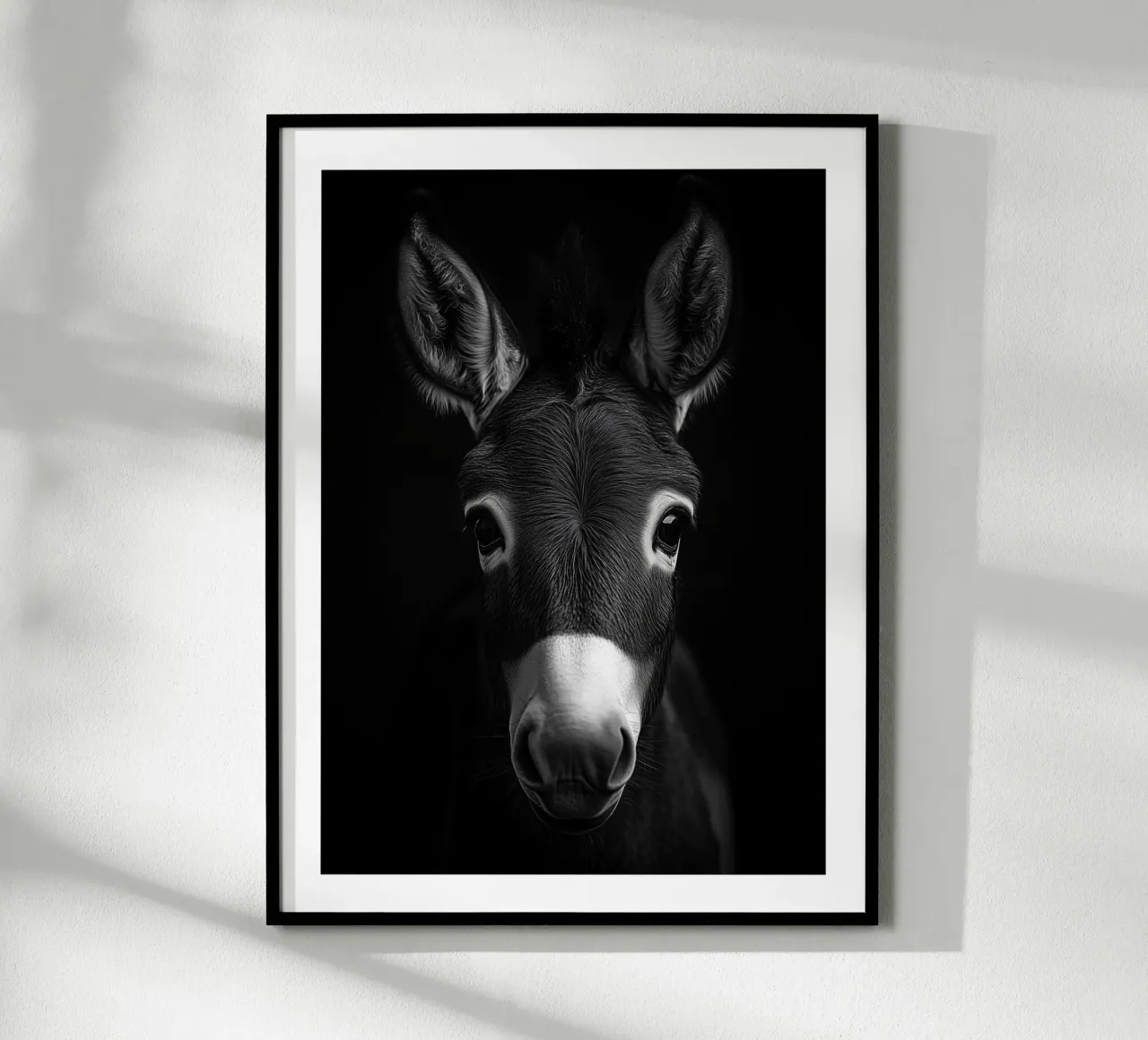 Ritratto espressivo di un asino poster con telaio in legno da Monochrome