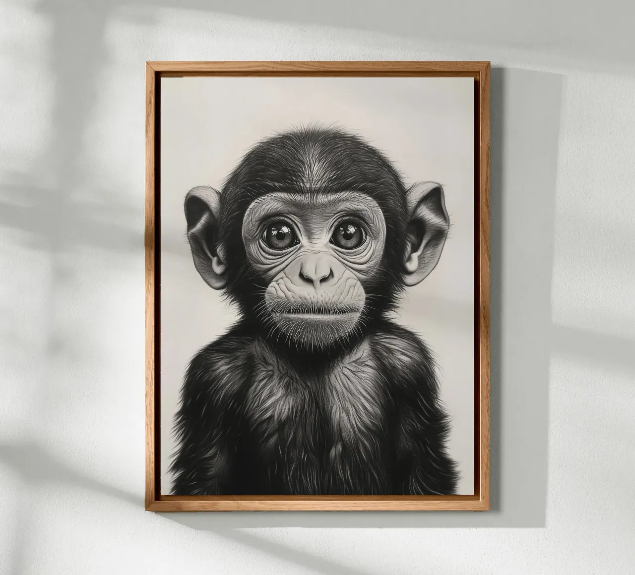 Tenero ritratto di un cucciolo di scimmia pannello forex da Monochrome