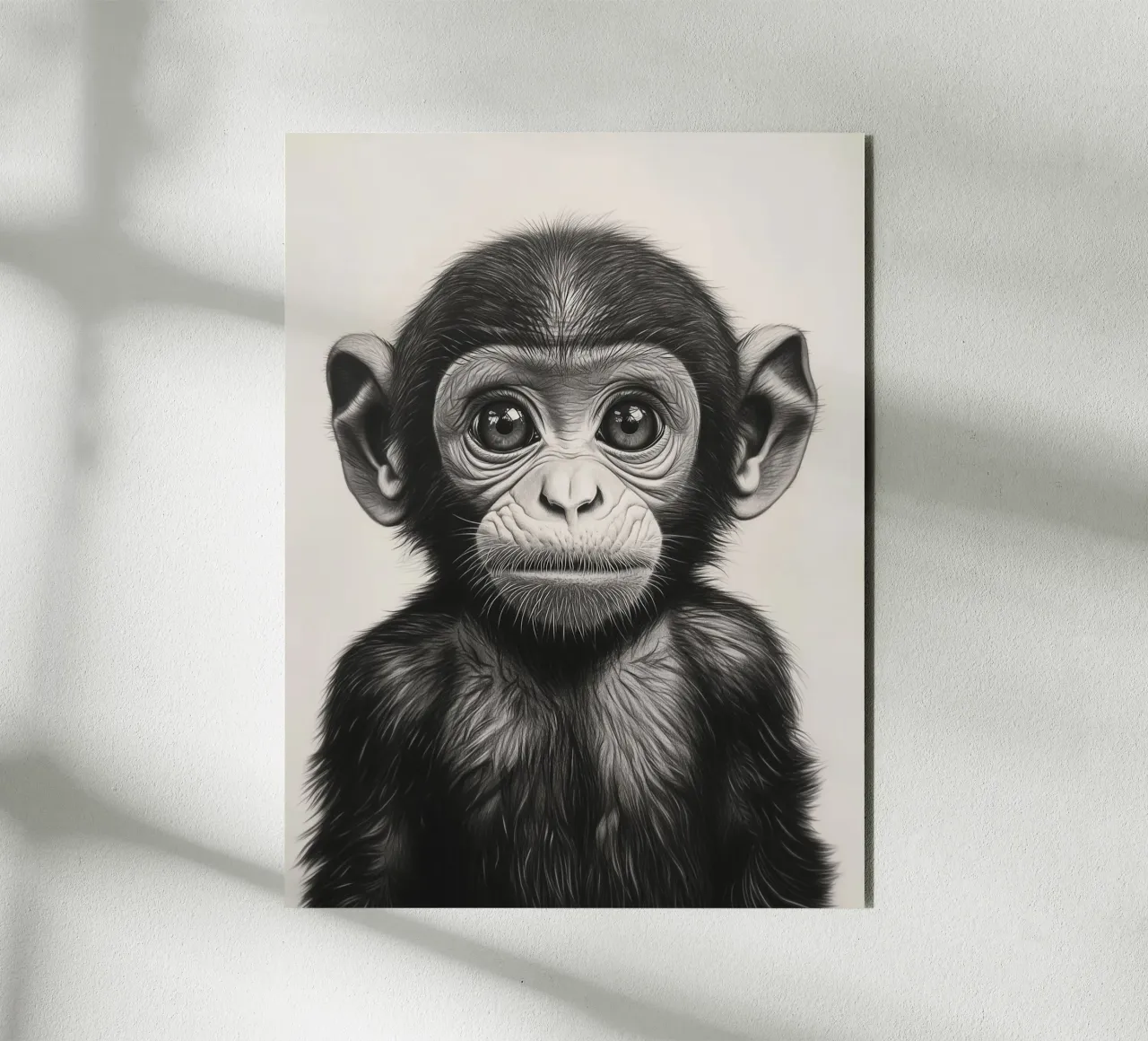 Tenero ritratto di un cucciolo di scimmia pannello forex da Monochrome
