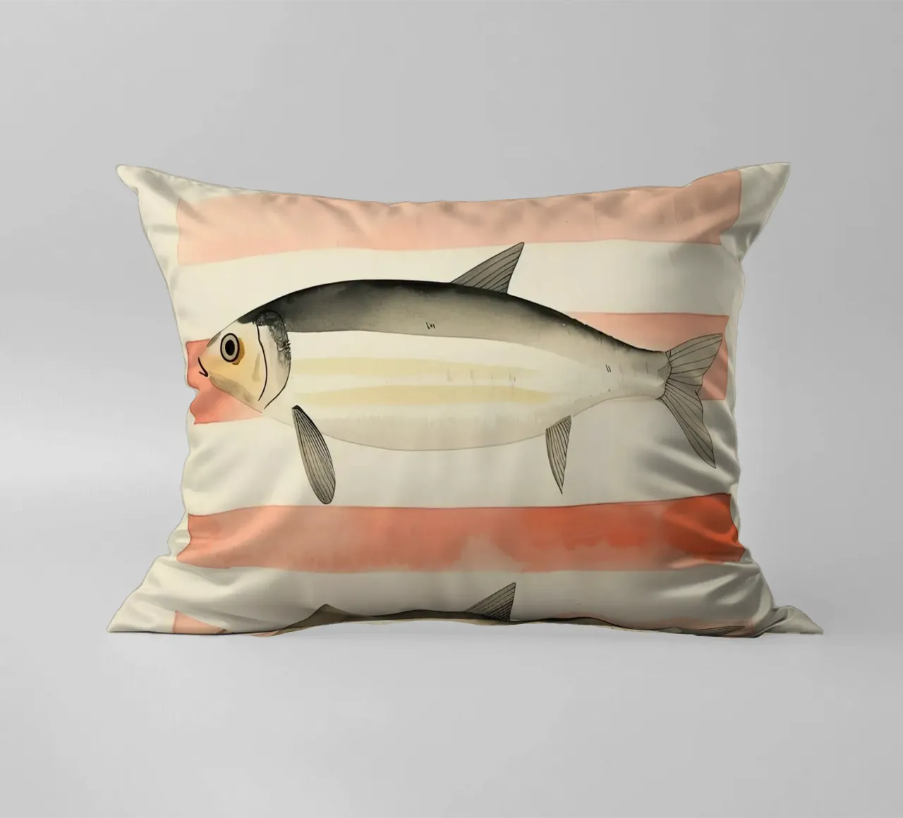 Illustrazione di sardine a strisce cuscino da DaarbyN