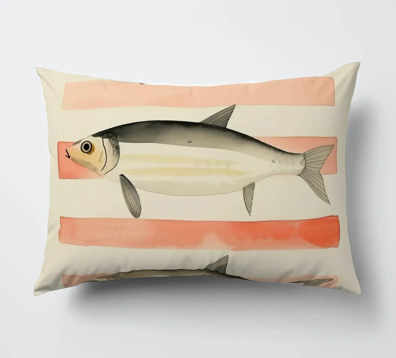 Illustrazione di sardine a strisce cuscino da DaarbyN