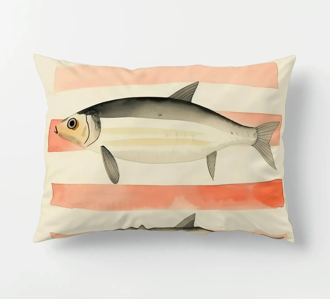 Illustrazione di sardine a strisce cuscino da DaarbyN