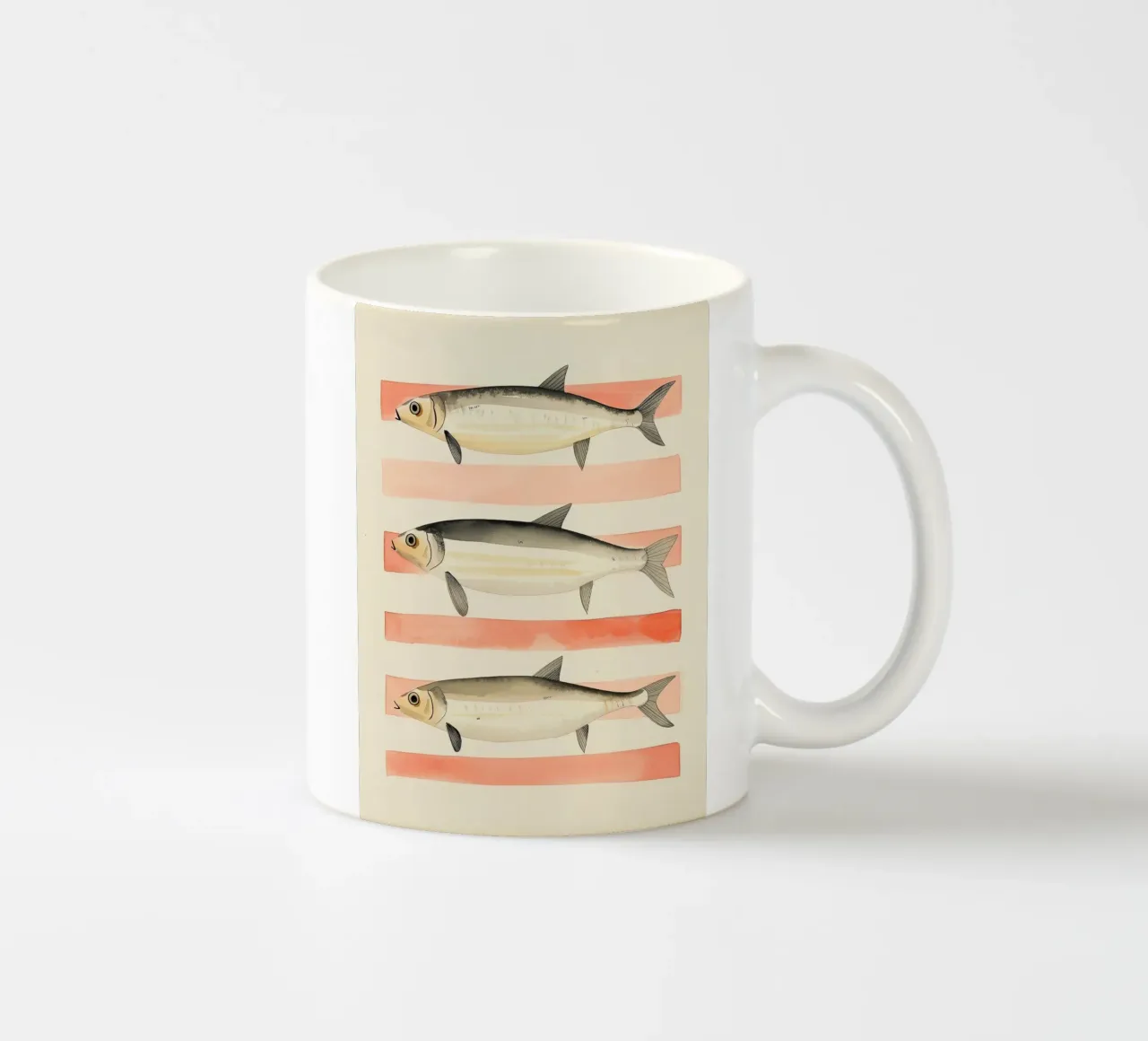 Illustrazione di sardine a strisce tazza in ceramica da DaarbyN