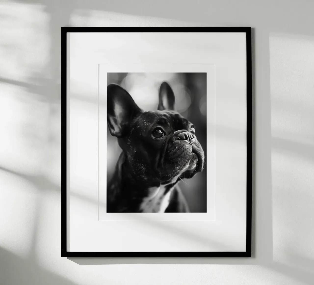 Elegante ritratto di un bulldog francese carta hahnemühle da Monochrome