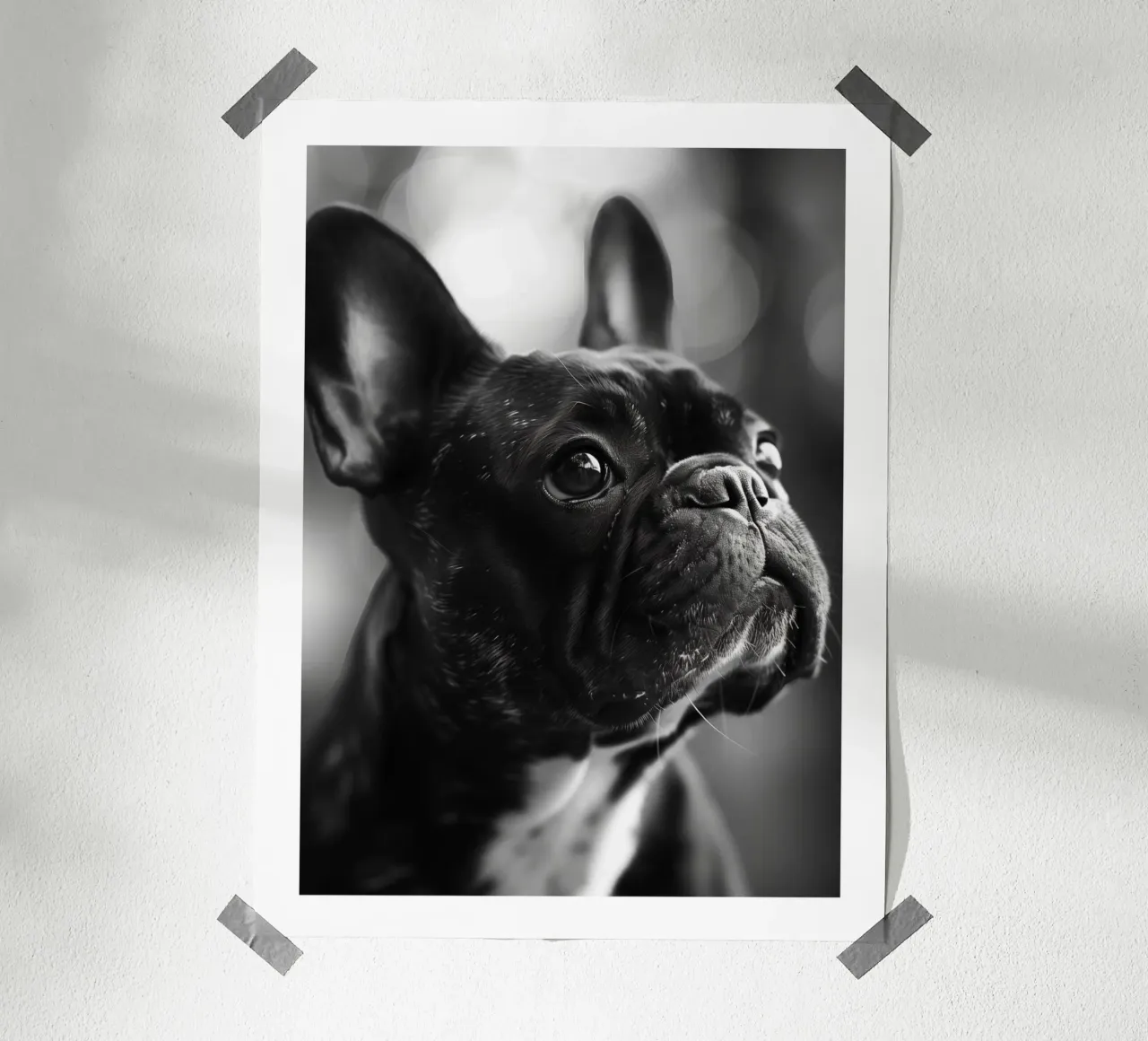 Elegante ritratto di un bulldog francese carta hahnemühle da Monochrome