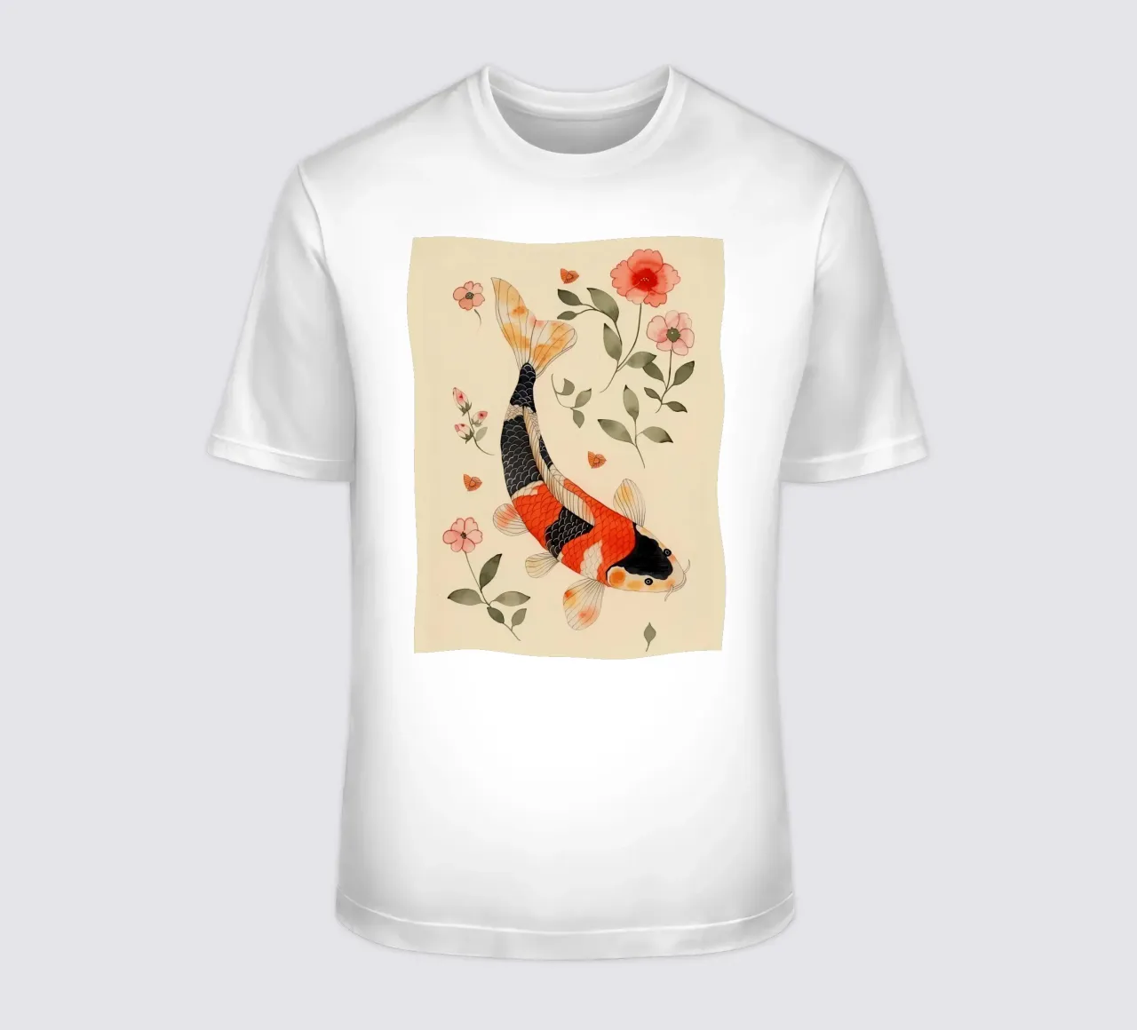Carpa Koi con fiori delicati t-shirt da DaarbyN